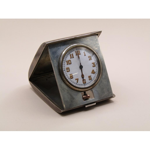 1473 - SILVER CASED TRAVEL CLOCK ADIE BROS. BIRMINGHAM 1923