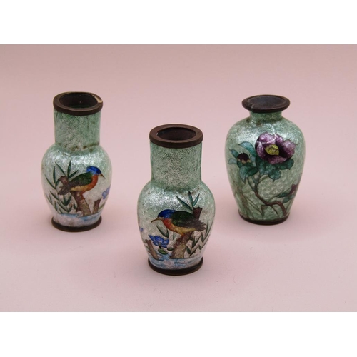 1487 - THREE ORIENTAL ENAMEL MINIATURE VASES