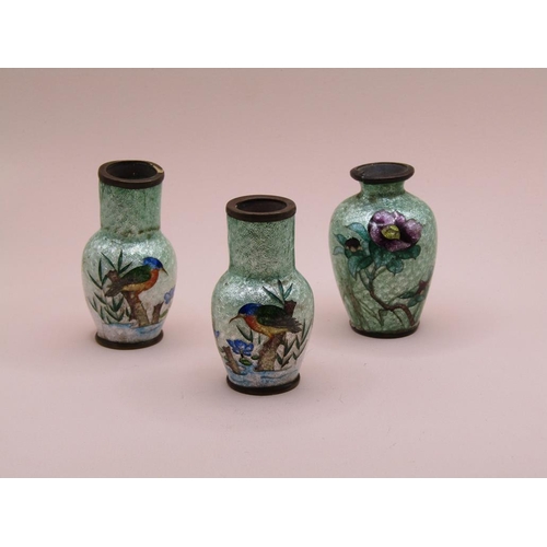 1487 - THREE ORIENTAL ENAMEL MINIATURE VASES