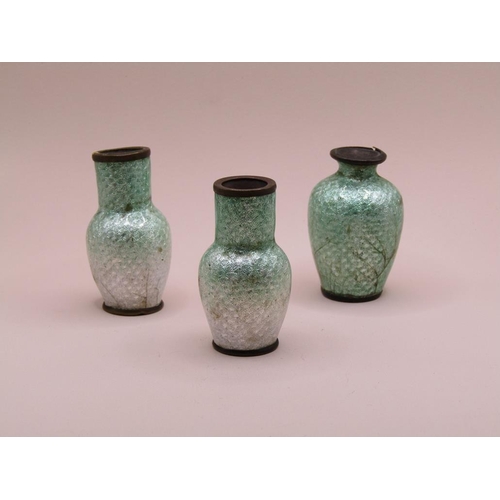 1487 - THREE ORIENTAL ENAMEL MINIATURE VASES