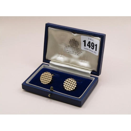 1491 - PAIR OF CARRINGTON AND CO. 9ct GOLD CUFFLINKS