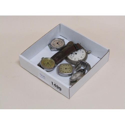 1499 - BOX OF MIXED WATCHES TO INC. TWO PIERCE CHRONOGRAPH WATCH MOVEMENTS