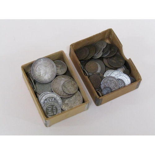 1503 - BOX OF 18th/19th AND EARLY 20c COINS TO INC ITALIAN, BRAZILIAN, FRENCH ETC