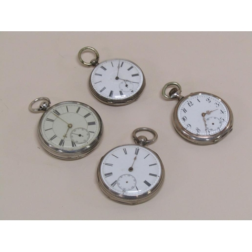 1508 - FOUR SILVER CASED POCKET WATCHES