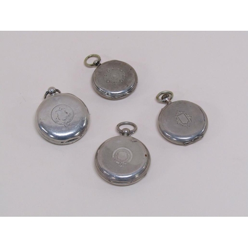 1508 - FOUR SILVER CASED POCKET WATCHES