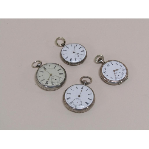 1508 - FOUR SILVER CASED POCKET WATCHES