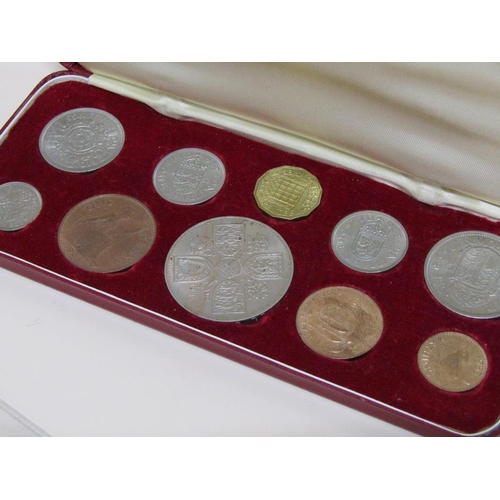 1534 - BOXED SET OF 1953 COINS AND A 1918 HALF CROWN