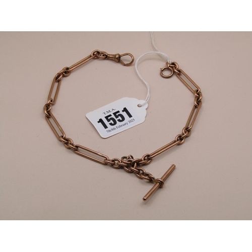 1551 - 9ct ROSE GOLD TROMBONE LINK ALBERT