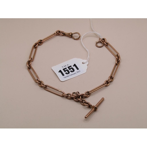 1551 - 9ct ROSE GOLD TROMBONE LINK ALBERT