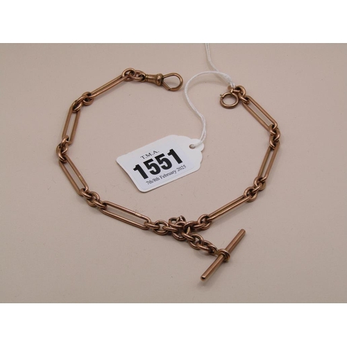 1551 - 9ct ROSE GOLD TROMBONE LINK ALBERT