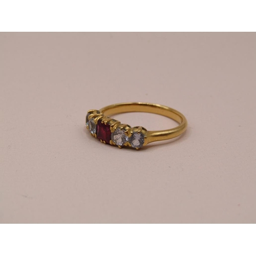 1560 - GOLD FIVE STONE SET RING SIZE N