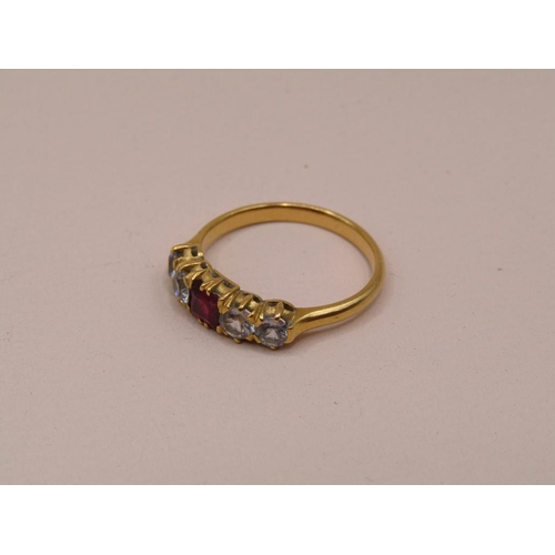 1560 - GOLD FIVE STONE SET RING SIZE N