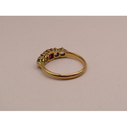 1560 - GOLD FIVE STONE SET RING SIZE N