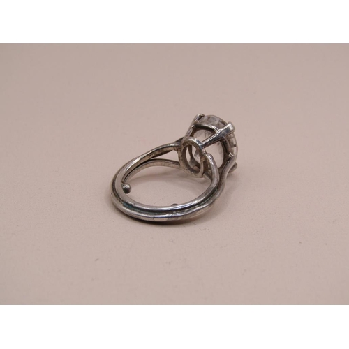 1569 - SILVER STONE SET RING SIZE H 1/2