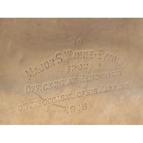 1569A - 9ct GOLD CIGARETTE CASE INSCRIPTION TO MAJOR S EYTON FROM OFFICERS AT RENDCOMB 1916 - 69g TOTAL