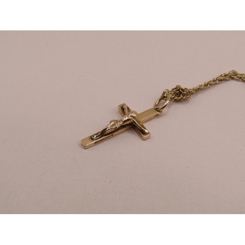 1571 - 9ct GOLD CRUCIFIX AND CHAIN