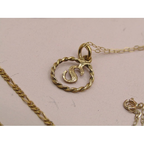 1585 - COLLECTION OF 9ct GOLD CHAIN PLUS PENDANT AND EARRINGS