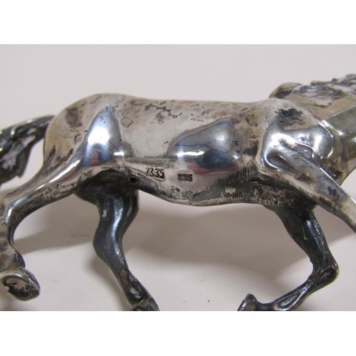 1595 - PAIR OF CONTINENTAL SILVER HORSES