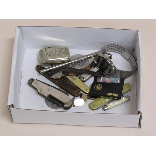 1656 - BOX OF MIXED WATCHES AND PENKNIVES