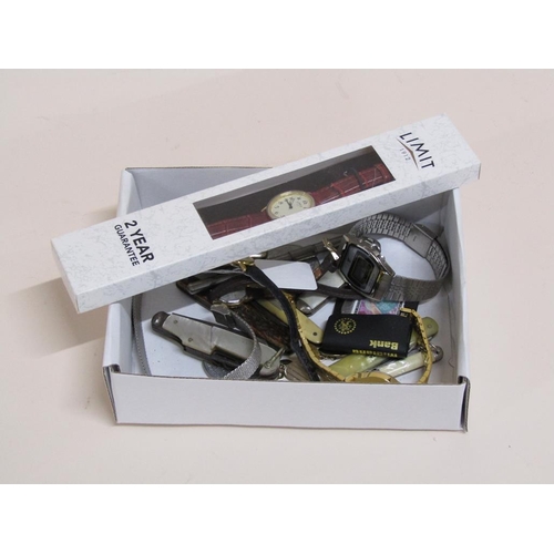 1656 - BOX OF MIXED WATCHES AND PENKNIVES