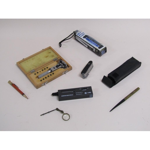 1664 - SWISS ARMY KNIFE, DIAMOND TESTER, WATCH BACK REMOVER AND A URINE DETECTOR BLACK LIGHT