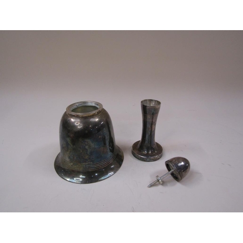 1694 - SILVER PLATED COCKTAIL SHAKER IN THE FORM OF A HAND BELL