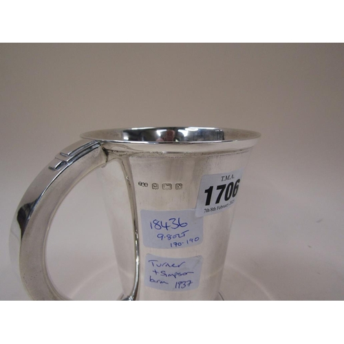 1706 - ART DECO SILVER TANKARD TURNER AND SIMPSON BIRMINGHAM 1937 9.8ozt