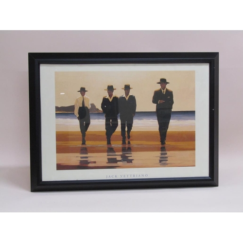 1204 - VERTRIANO THE SINGING BUTLER AND FOUR GENTS WALKING ON BEACH - BOTH F/G COLOURED PRINTS 56 x 78 cms