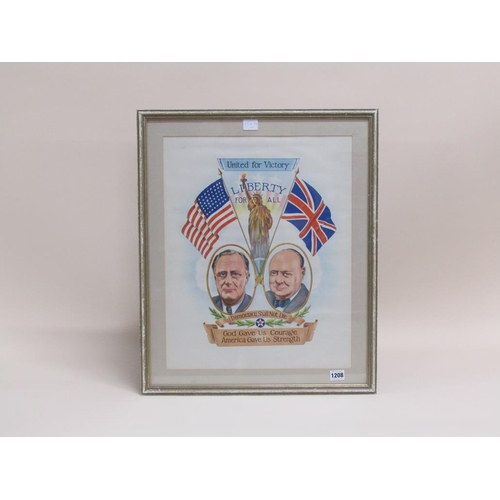 1208 - WARTIME POSTER - LIBERTY FOR ALL F/G 50 x 40 cms