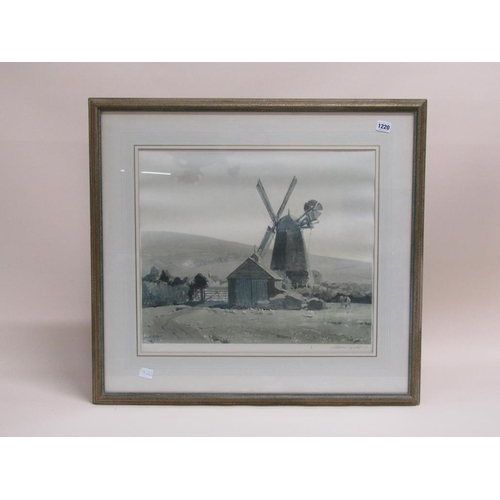 1220 - FRAMED COLOURED PRINT THE WINDMILL AFTER THE ORIGINAL BY EVE BYATT F/G 47 x 55 cms