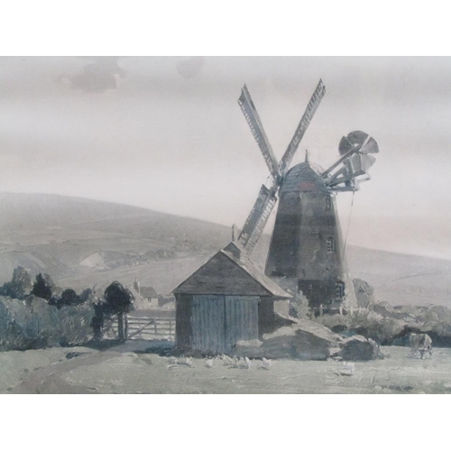 1220 - FRAMED COLOURED PRINT THE WINDMILL AFTER THE ORIGINAL BY EVE BYATT F/G 47 x 55 cms