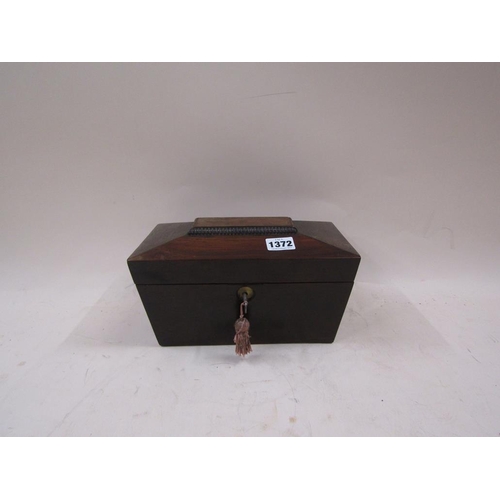 1372 - OAK TWO COMPARTMENT TEA CADDY