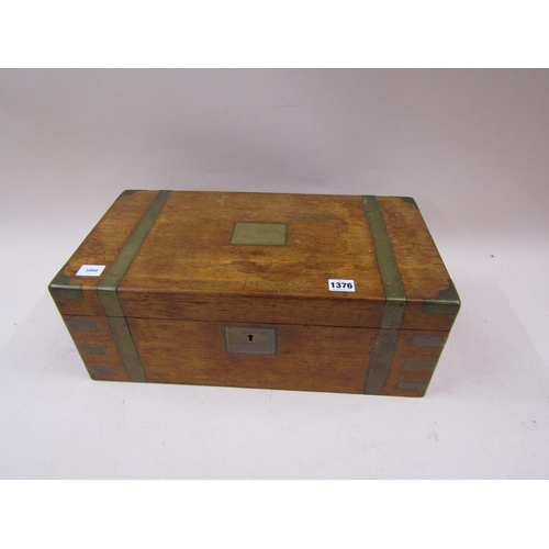 1376 - LATE VICTORIAN/EDWARDIAN OAK WRITING BOX, 50CM W