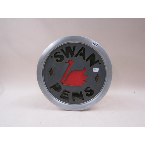 1378 - SWAN PENS ILLUMINATED SIGN, 43CM DIAM