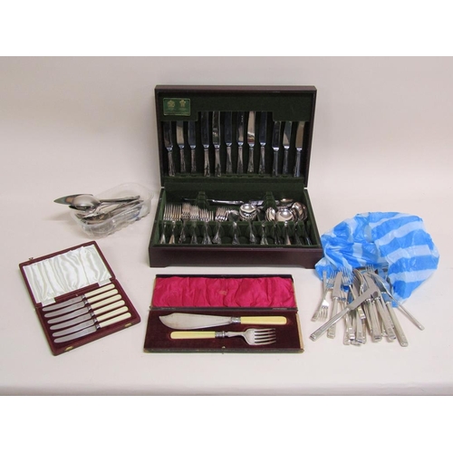 1763 - MIXED SILVER PLATED CUTLERY, CANTEEN OF PLATED CUTLERY