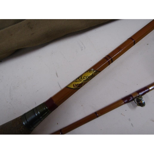 1391 - TWO TWO PIECE SPLIT CANE FISHING RODS - ONE ALCOCKS LIGHT CASTER