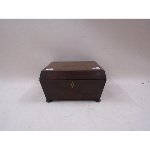 1404 - EARLY 19C MAHOGANY BOX, 28CM W