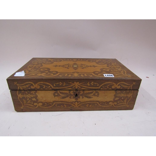 1408 - 19C MARQUETRY INLAID BOX, 41CM W