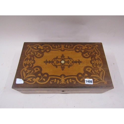 1408 - 19C MARQUETRY INLAID BOX, 41CM W