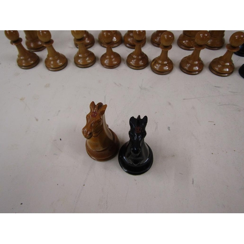 1411 - F H AYRES CHESS SET - SOME PIECE REPLACED, LARGEST 9CMH