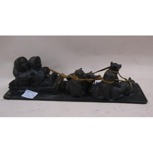 1417 - INUIT CARVING - SLEIGH AND DOGS, 33CM W