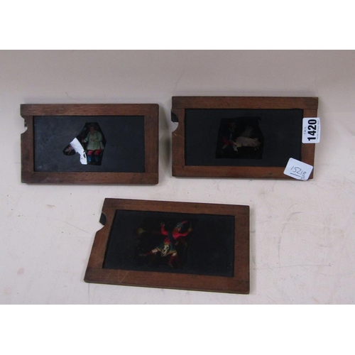 1420 - LATE VICTORIAN/EDWARDIAN STEREOSCOPIC SLIDES, 19CM W