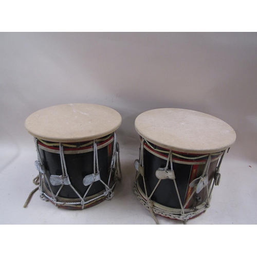 1423 - PAIR OF MILITARY DRUMS, 39CM H