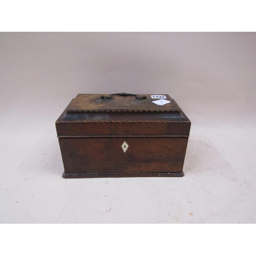 1432 - GEORGIAN MAHOGANY TEA CADDY, 25CM W