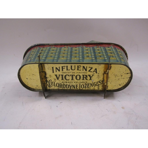 1439 - INFLUENZA VICTORY CHLORODYNE LOZENGE TIN, 32CM L