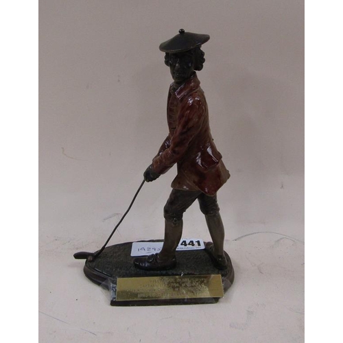 1441 - CAST BRONZED RESIN GOLFER, WILLIAM SINCLAIR, 22CM H