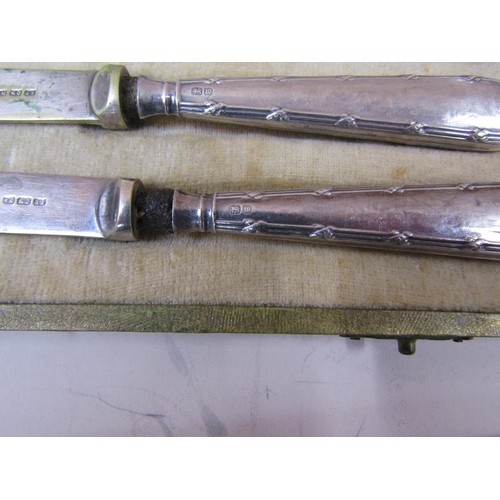 1740 - SILVER HANDLED CUTLERY, BOX OF SILVER HANDLED BUTTER KNIVES