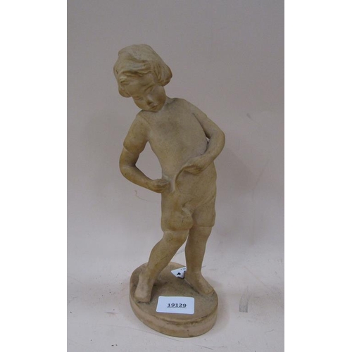 1446 - 1930'S POTTERY FIGURE OF A CHILD, 23CM H