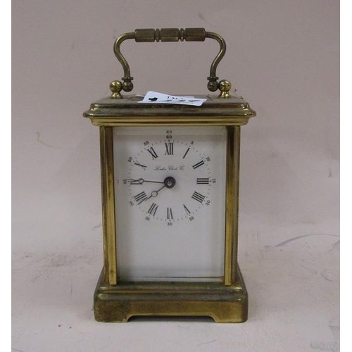 1447 - BRASS CASED CARRIAGE CLOCK, 12CM H