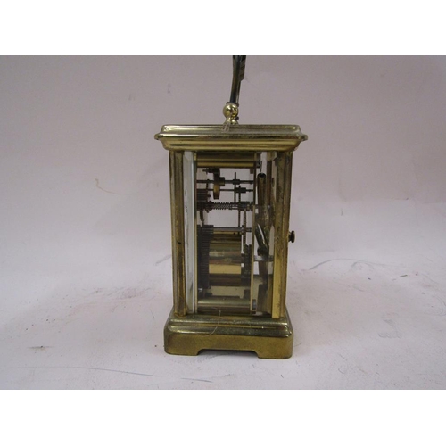 1447 - BRASS CASED CARRIAGE CLOCK, 12CM H